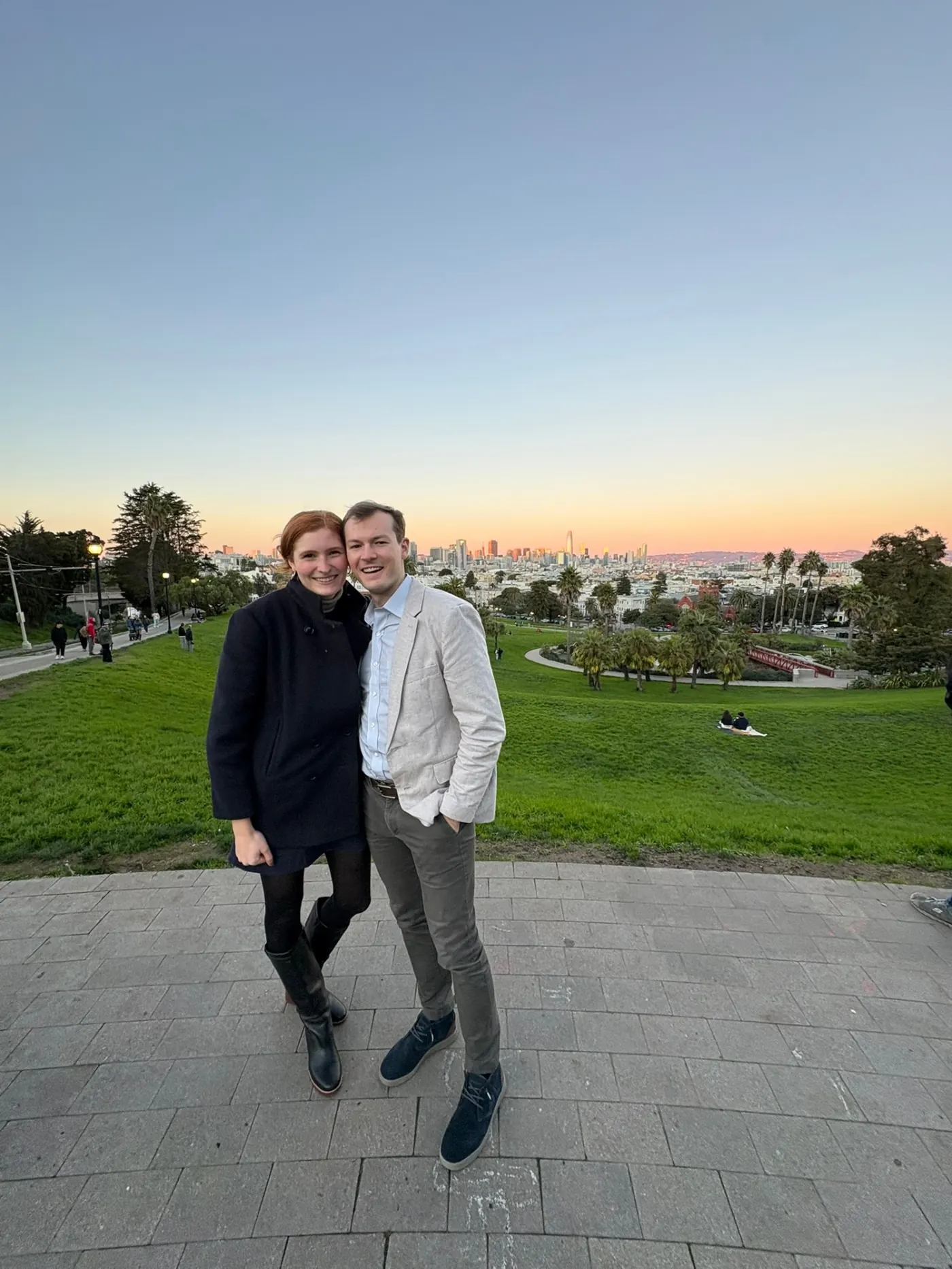 Carson and his wife at sunset